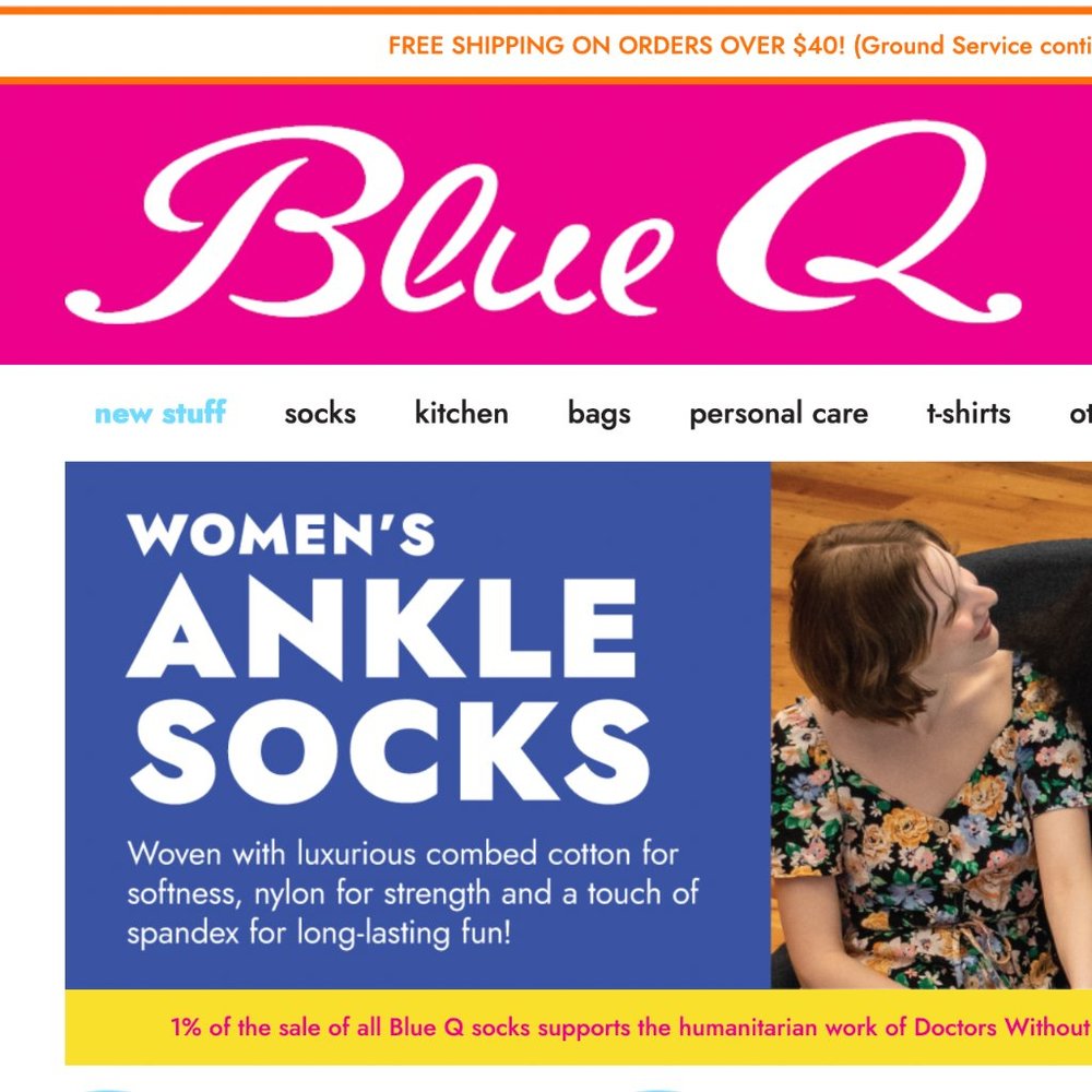 NWT- Blue Q Graphic Socks